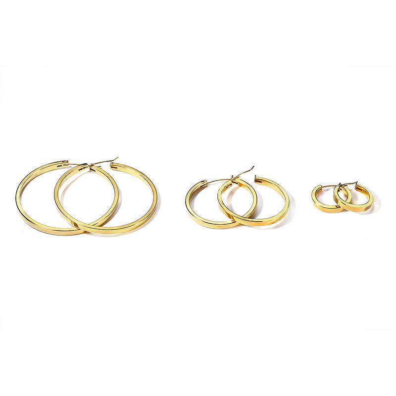 Women's Titanium Steel Round Stainless Ear Gold Earrings