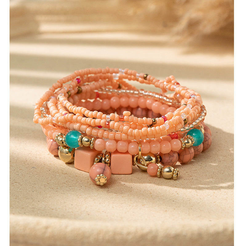 Style Bohemian Bead Design Sense Niche Contrast Bracelets