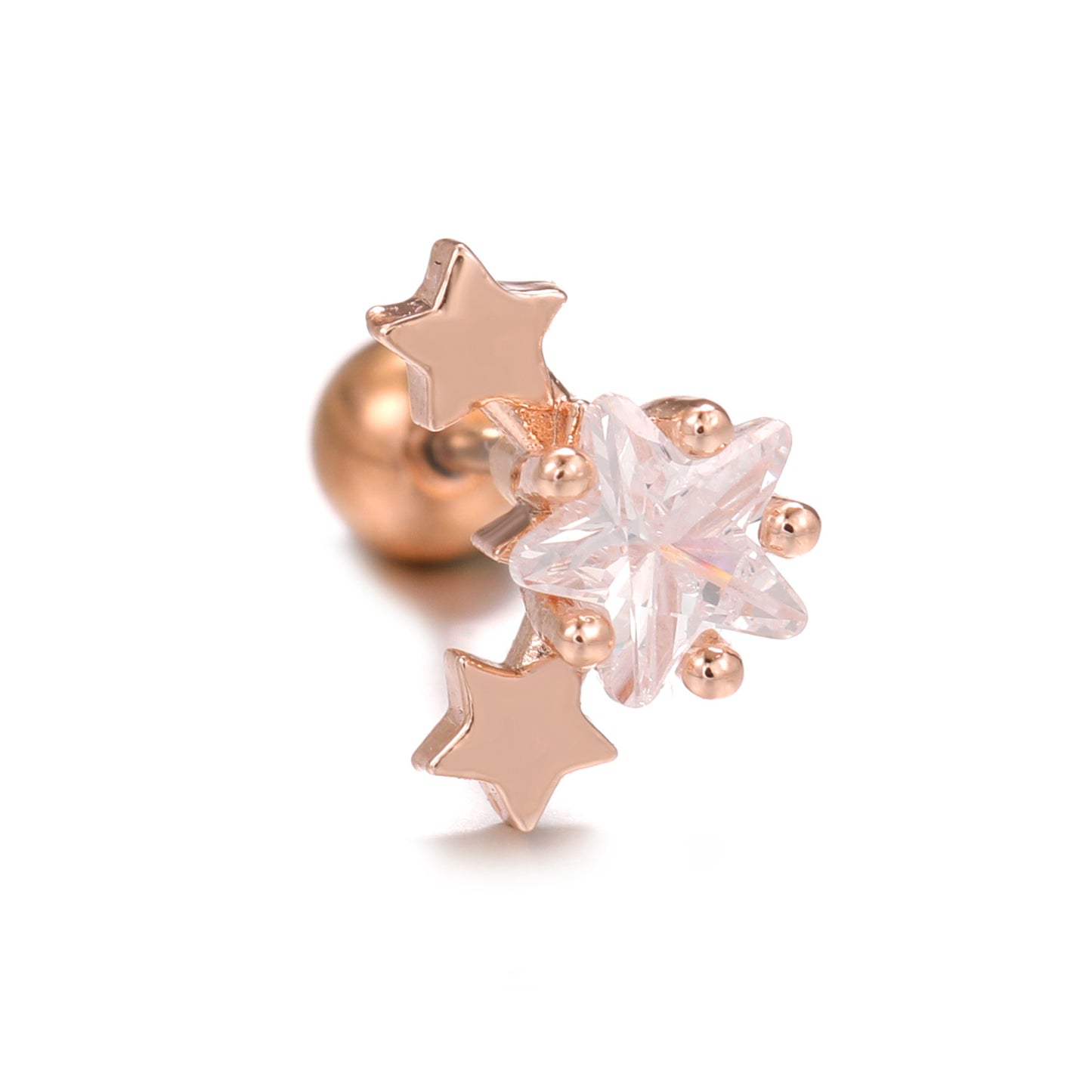 Mori Style Fresh Zircon Flower Ear Bone Stainless Steel Fine Stud Earrings