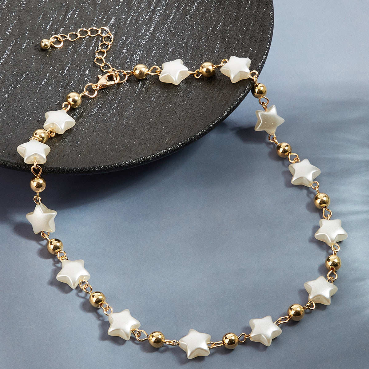 Natural Pearl Stitching Stars Single-layer Five-pointed Necklace