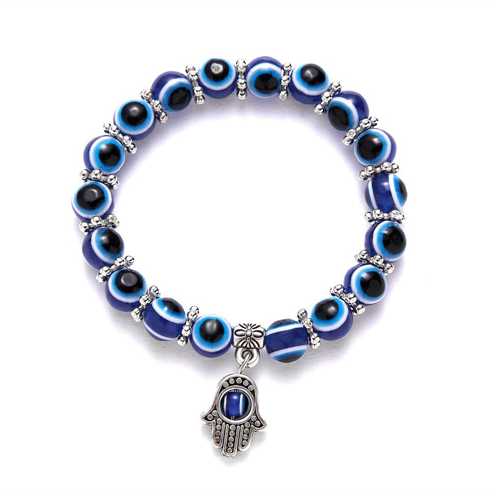 Classic Blue Evil Eyes Palm Round Bracelets