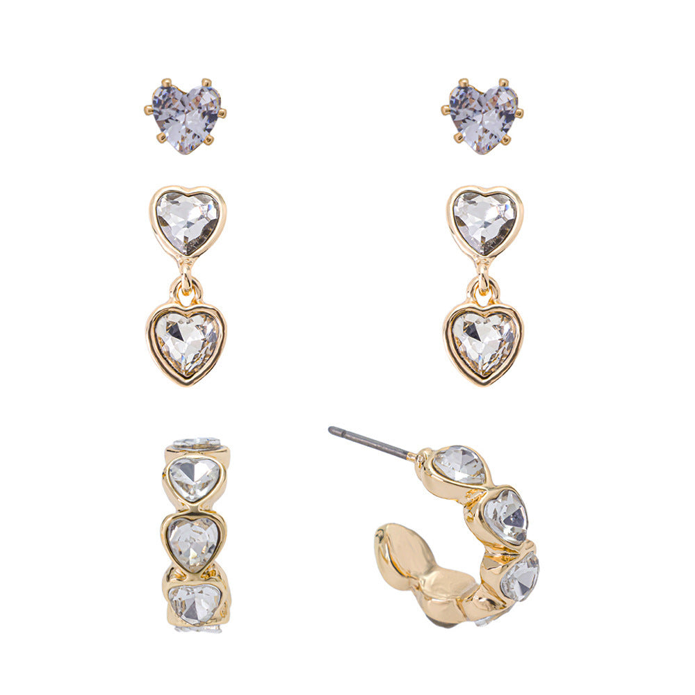 Temperament Earings Shaped Love Micro Inlaid Stud Earrings