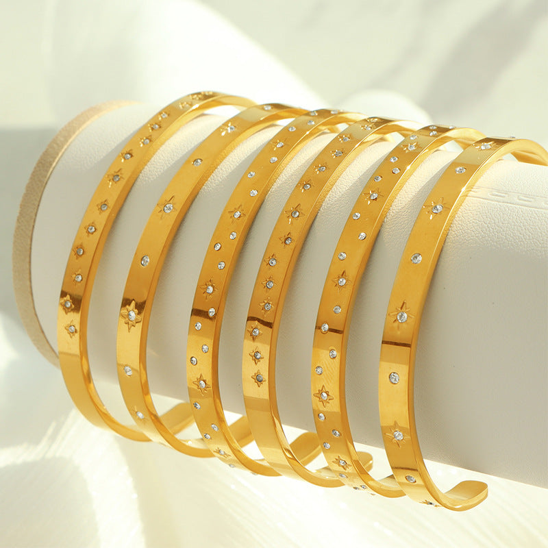 Zircon Design Gold-plated Titanium Steel Fashion Bracelets