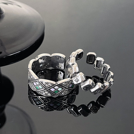 Rhombus Drip Glazed Open Female Light Luxury Minority Rings