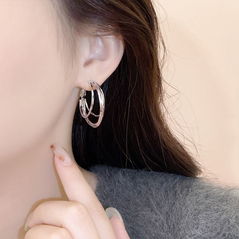 Gold Ear Female Plain Hoop High-grade Light Luxury Earrings