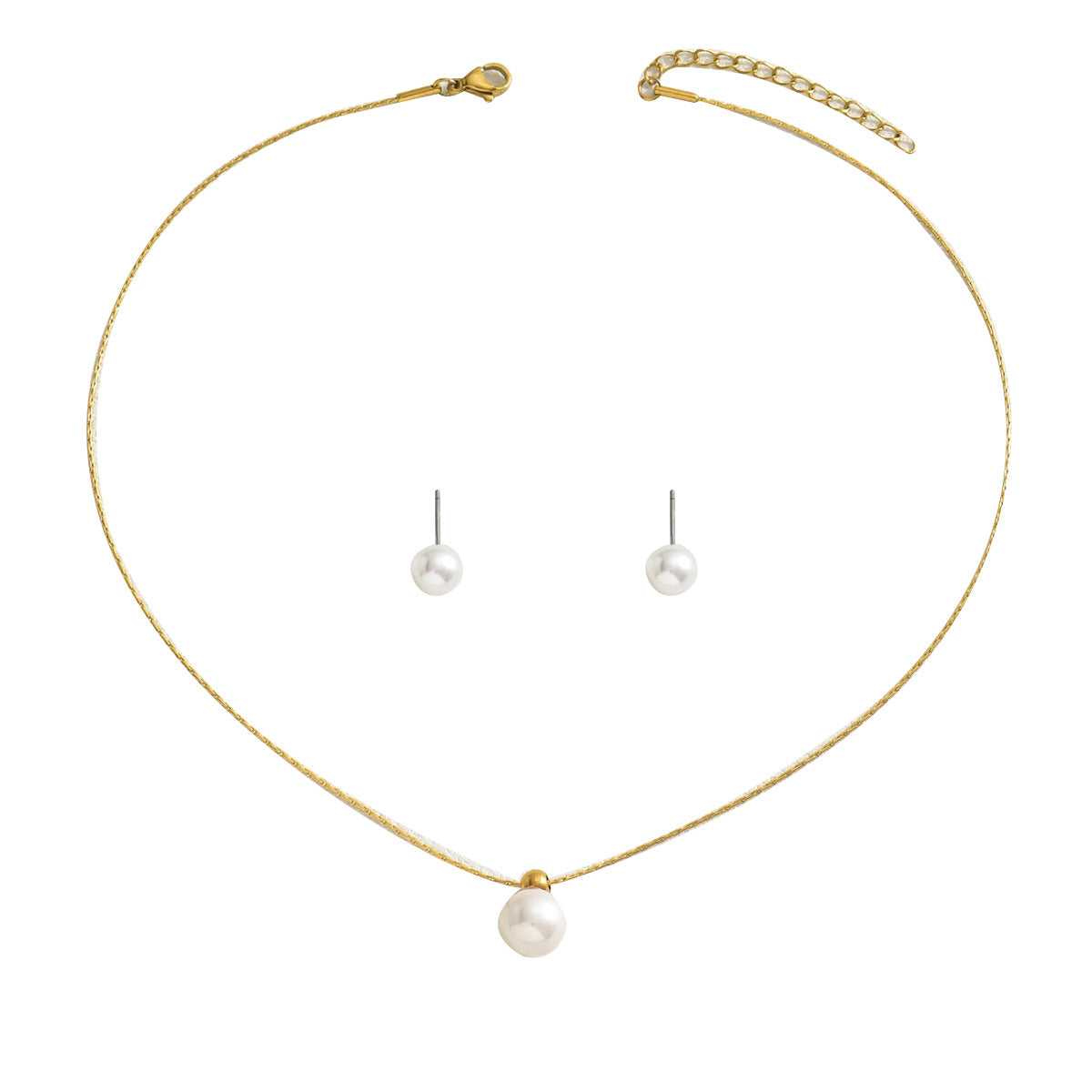 Geometric Pearl Niche Inlaid Craft Design Jewelry Set