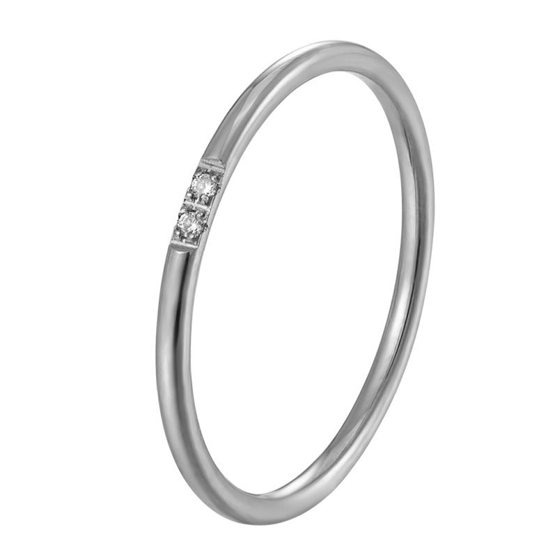 With Diamond Simple Design Female Titanium Ring