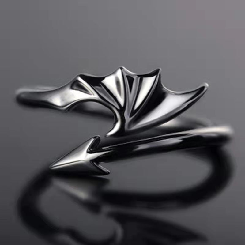 Women's & Men's Angel Devil Couple Sigh Bridge Kiss Female Tail Live Ring
