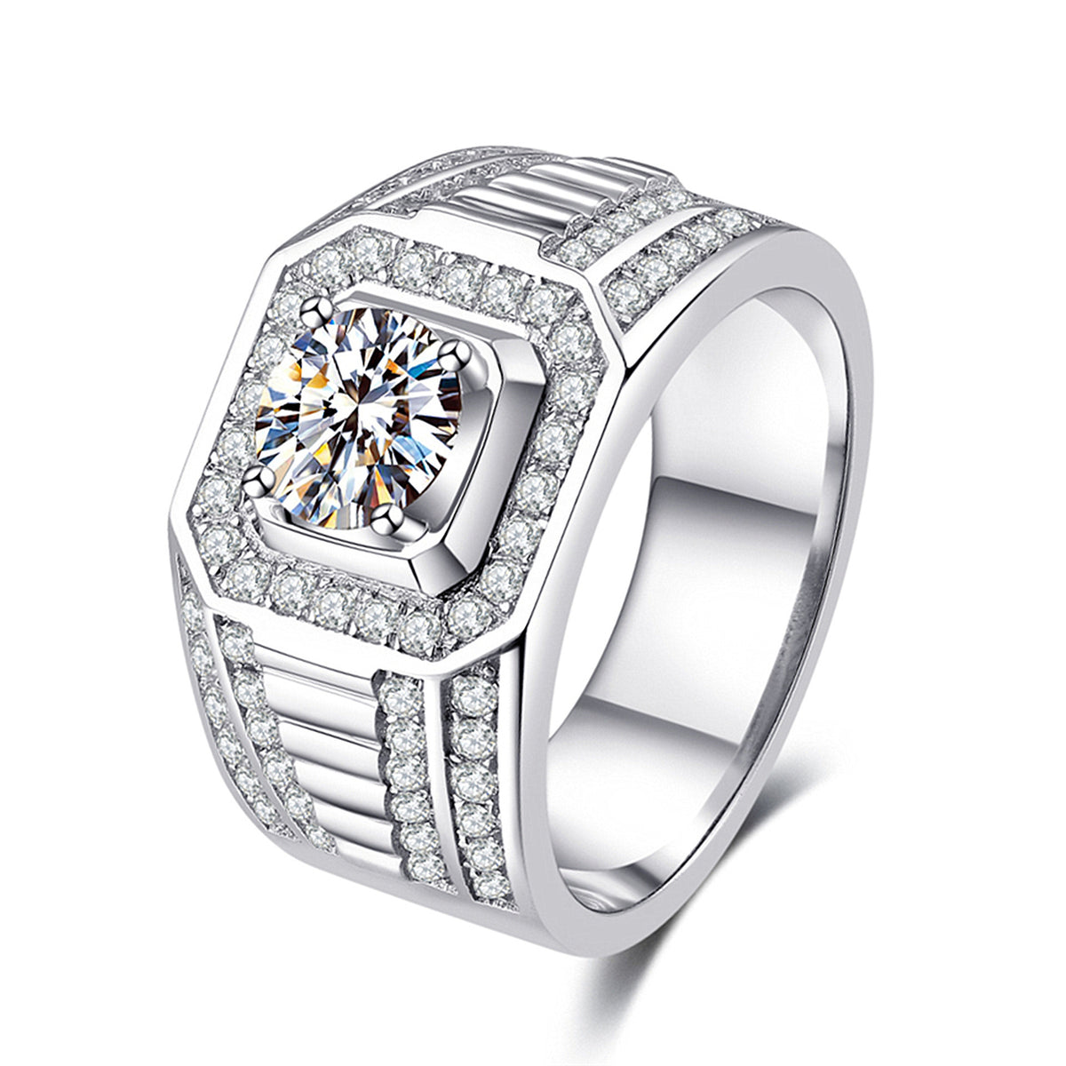 Men's Source Moissanite Open Mouth Man's Domineering Opening Adjustable Ring