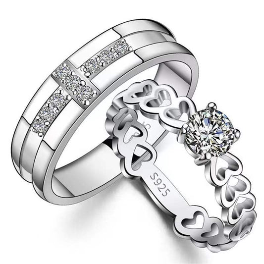 Crown Couple Korean Jewelry Open Love Rings