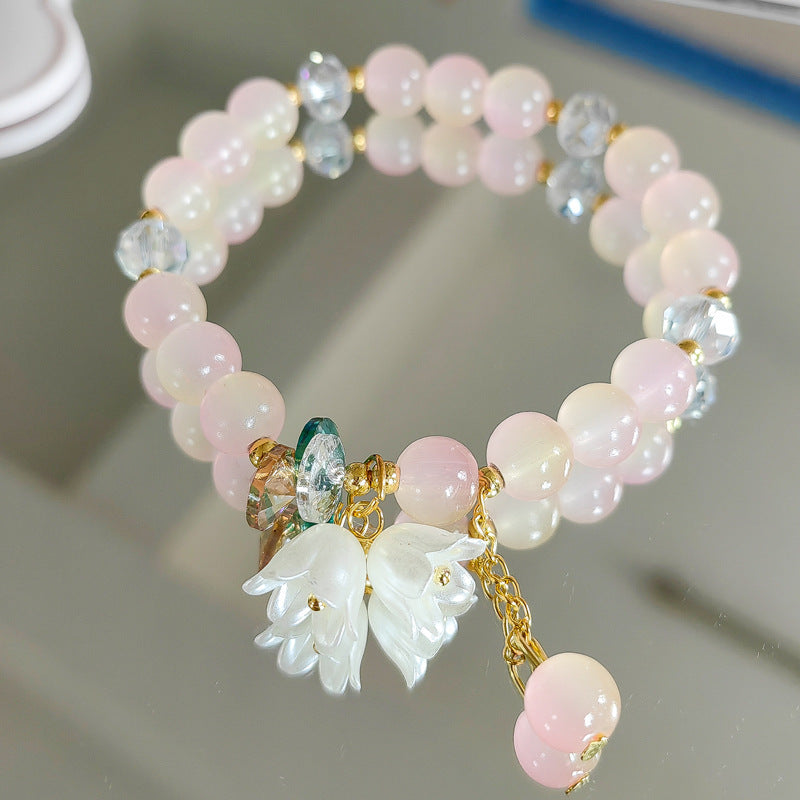 Two-color Lily Female Temperament Small Crystal Bracelet