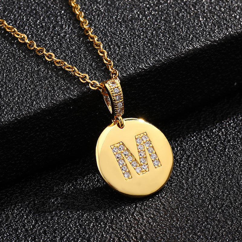 Women's Letter Fashionable English Copper Inlaid Zircon Small Necklaces