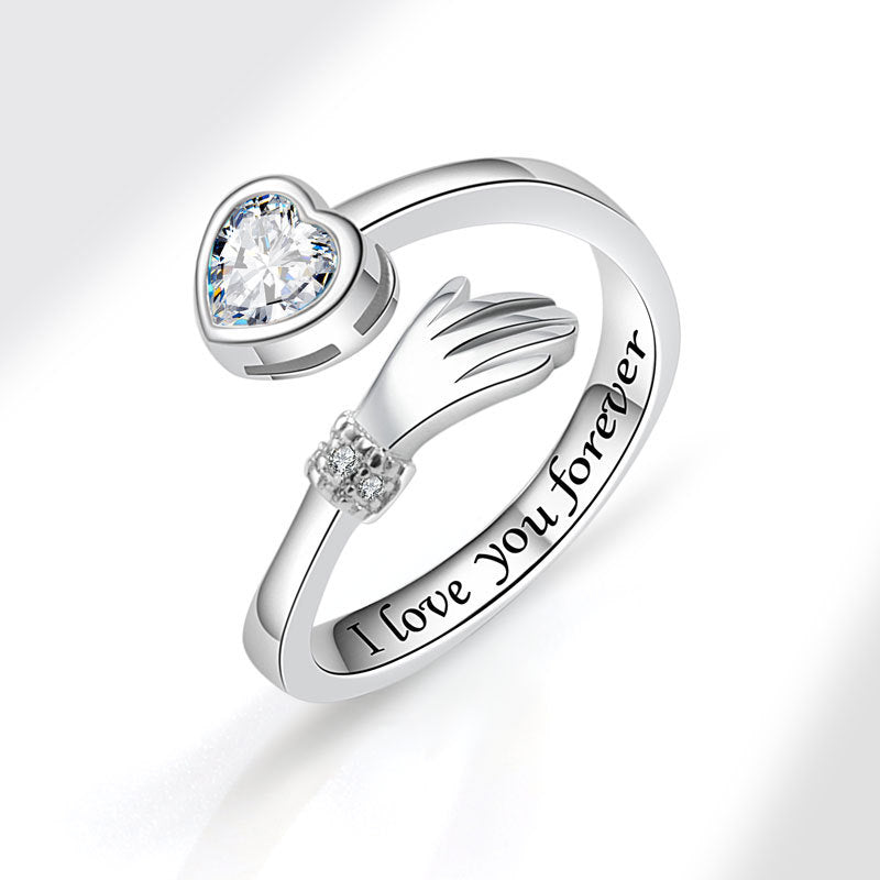 Hug Female Love Opening Adjustable Warm Heart Ring