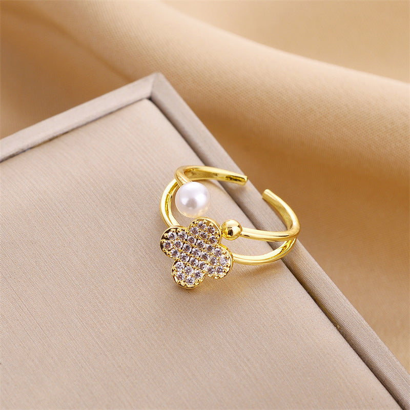 Women's Style Personalized Advanced Light Luxury Pearl Rings