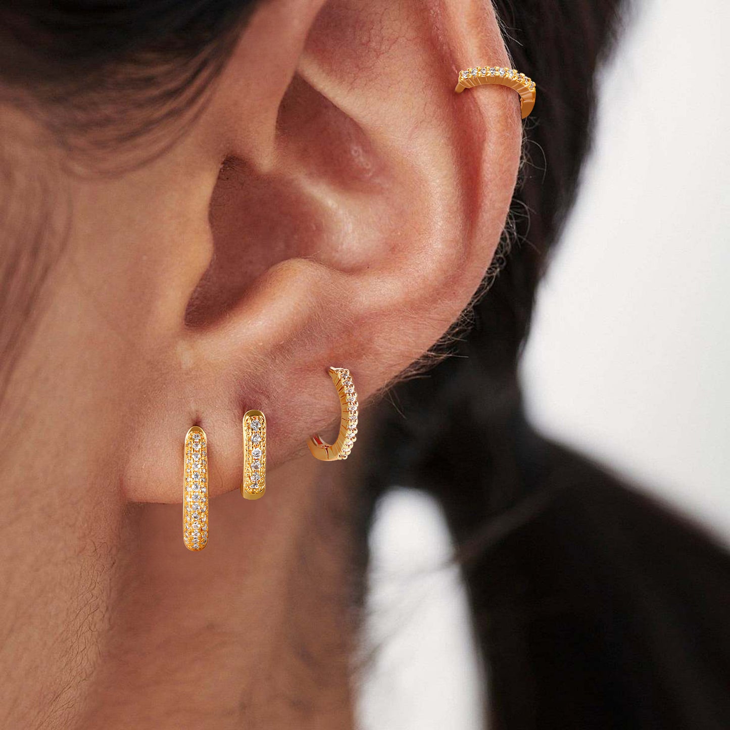 Gold Zircon Temperament Ear Clip Light Earrings