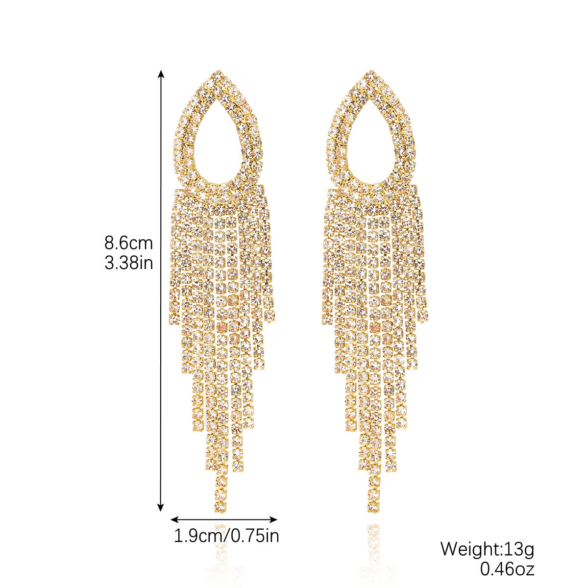 Women's Fringed Zircon Long Refined Rhinestone Exaggerated Design Rings