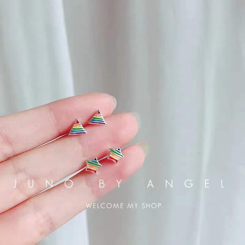 Dripping Rainbow Star Ear Female Simple Earrings