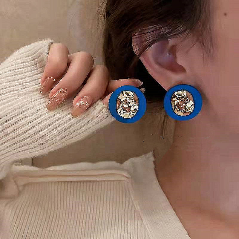 Temperament Female Blue Color Sier Exquisite Earrings