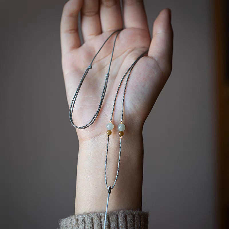 Simple Rope Emerald Amulet Peace Buckle Lanyard Pendants