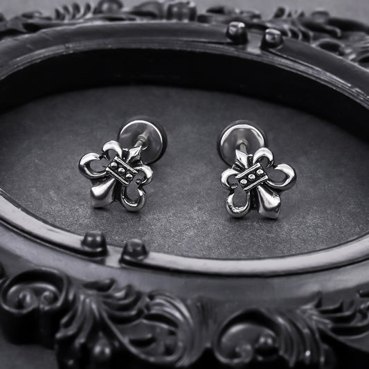 Women's & Men's Titanium Steel No Fading Cruciate Flower Niche Stud Earrings