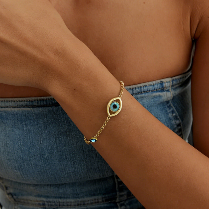 Blue Eyes Devil's Eye Titanium Steel Female Light Luxury Bracelets