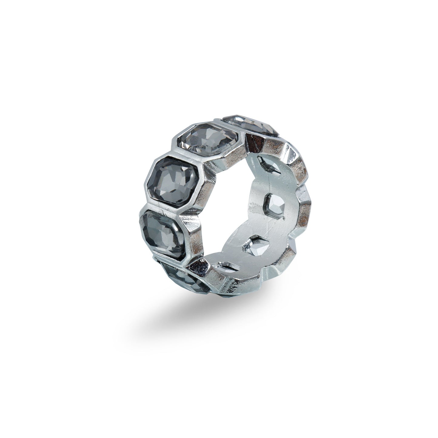 Cool Geometric Black Diamond Adjustable Female Personality Creative Opening Ring