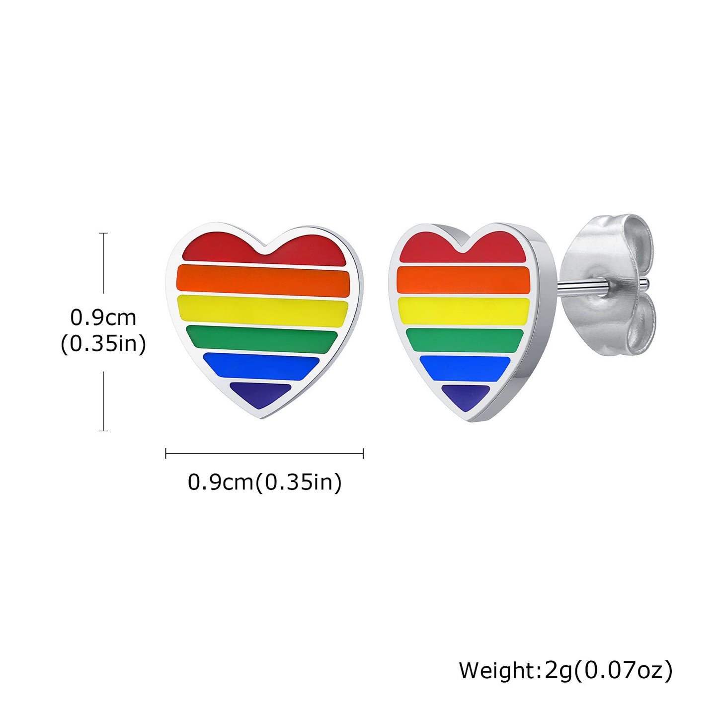 Stainless Steel Epoxy Heart Shaped Love Stud Earrings