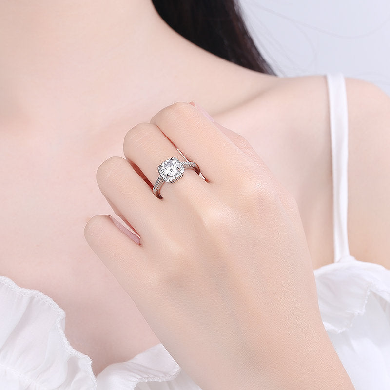 Women's Cube Karat Artificial Diamond Princess Square Rings