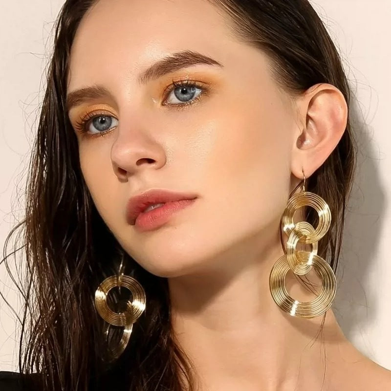 Women's Hollow Geometry Round Winding Exaggerated Niche Unique Earrings