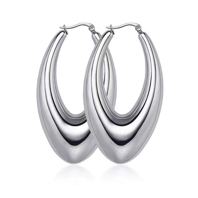 Titanium Steel Hollow Furnace Real Gold Stainless Multiple Glossy Earrings