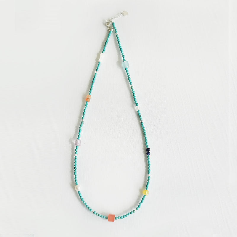 Women's Chinese Style Natural Turquoise Dopamine Summer High-grade Clavicle Chain Necklace