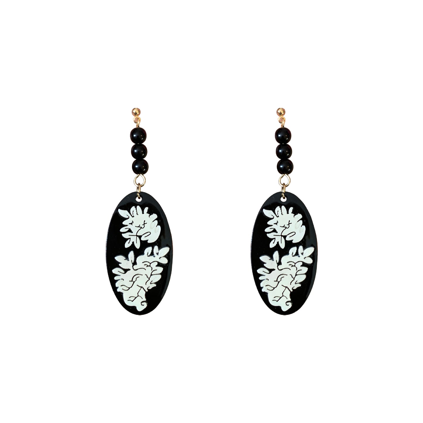 Women's Chinese Retro Style Embossed Crane Flower Earrings