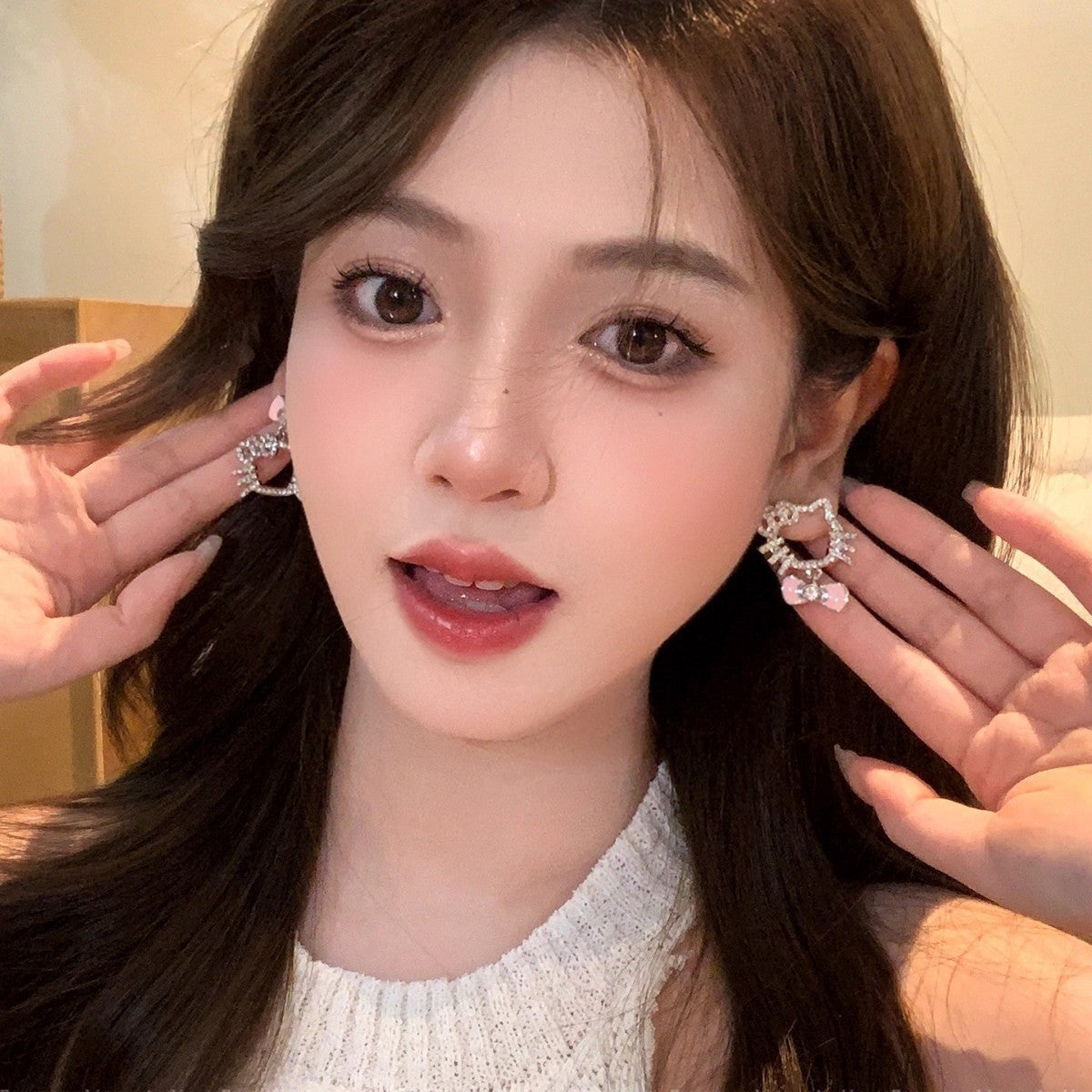 Full Diamond Cat Female Sweet Cute Niche Rings