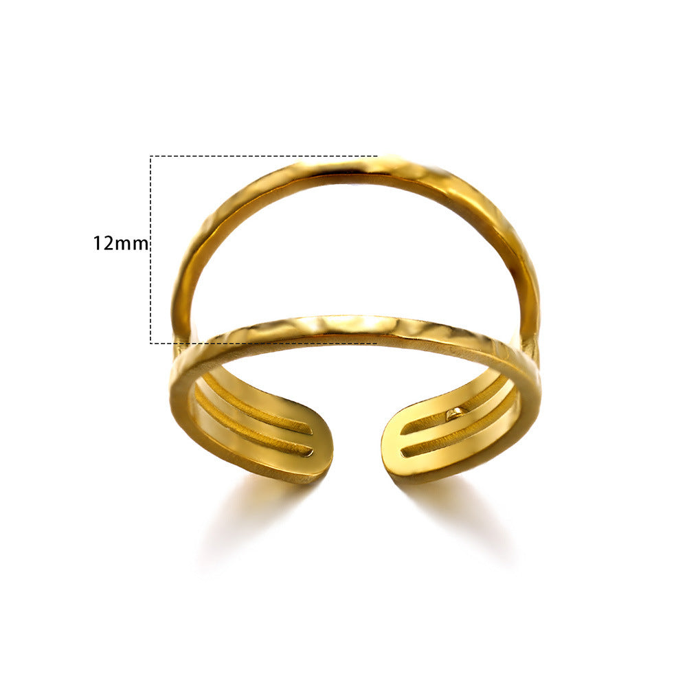 Women's Simple Line Open Stainless Steel Gold-plated Rings