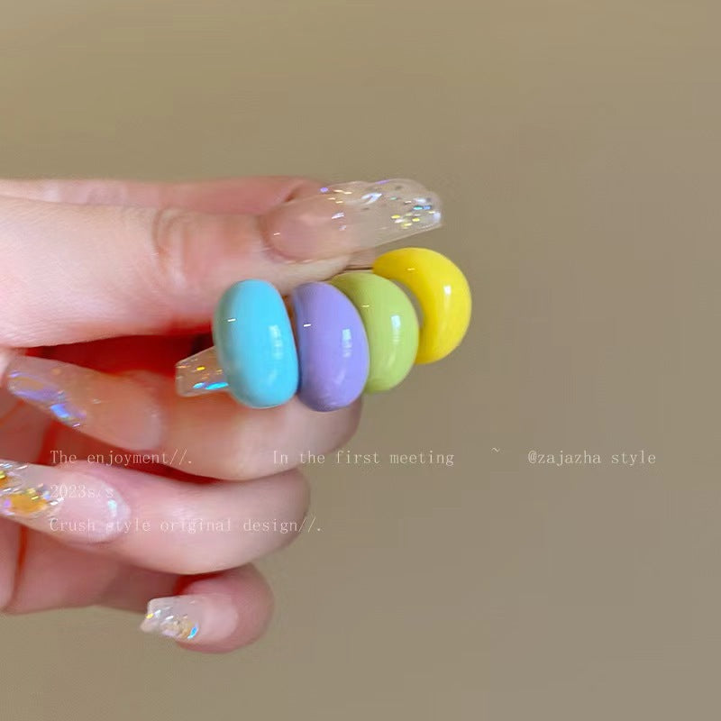 Women's Candy Color Dopamine Letter Shaped For Simple Light Luxury Minority Stud Earrings