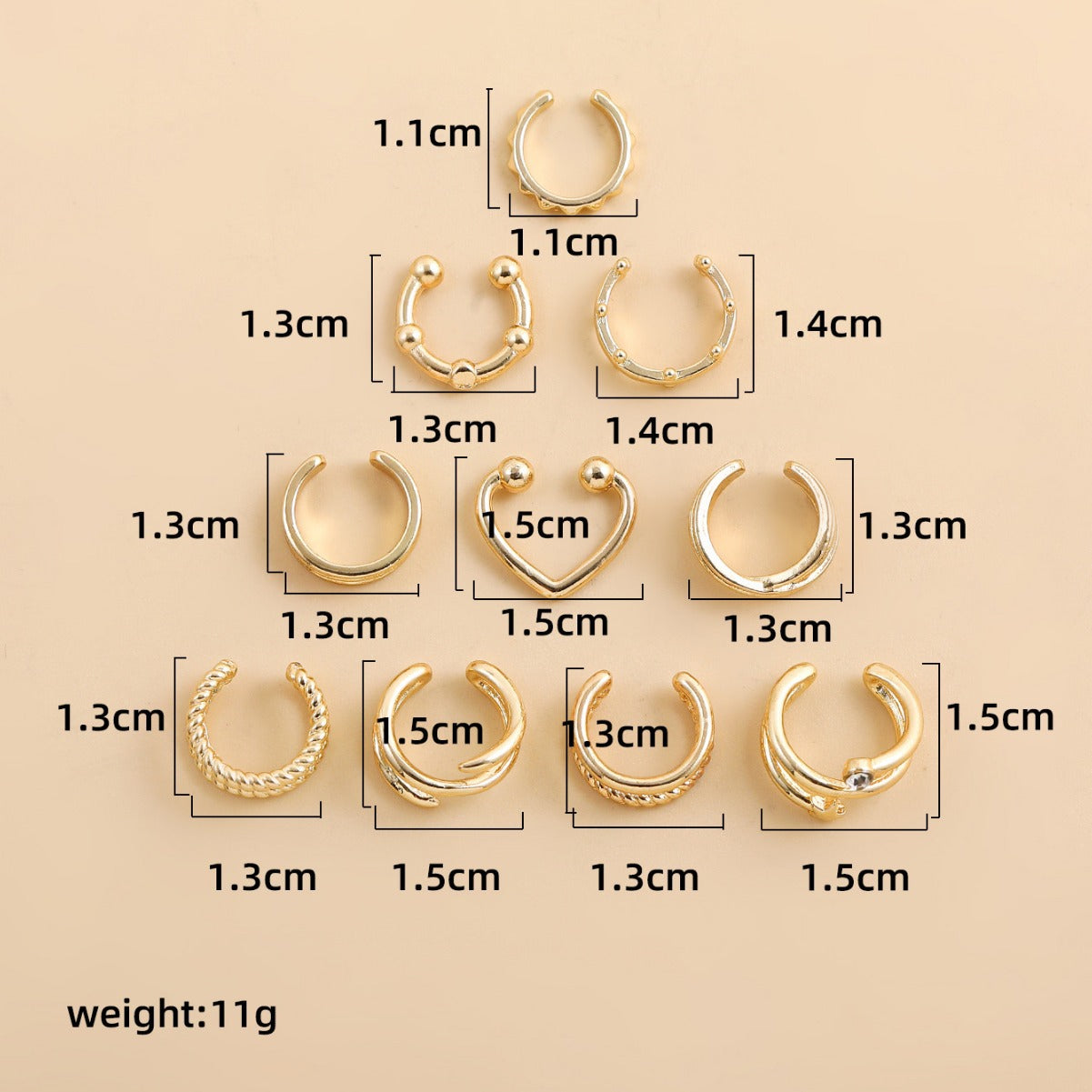 Slouchy Ear Clip Type Letter Suit Earrings