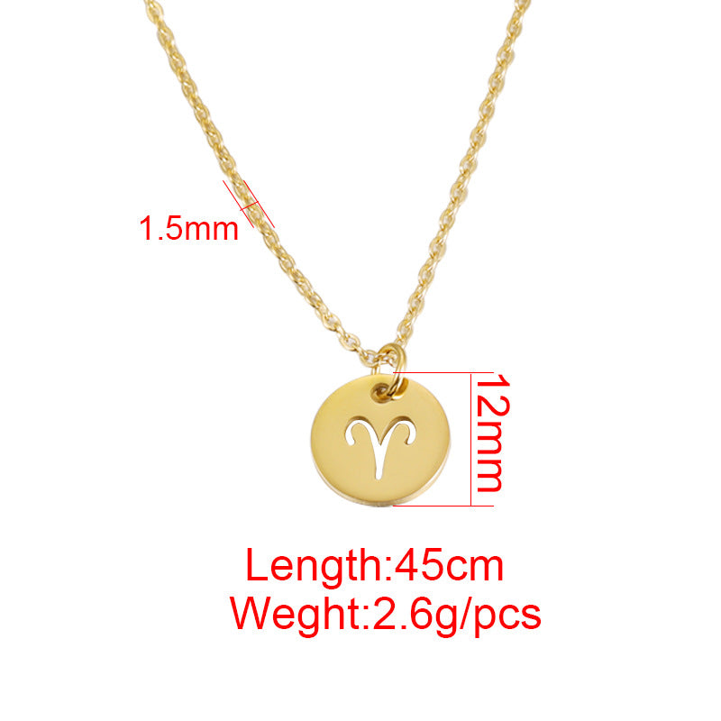 Girlfriends Personality Fashion Constellation Mirror Stainless Necklaces