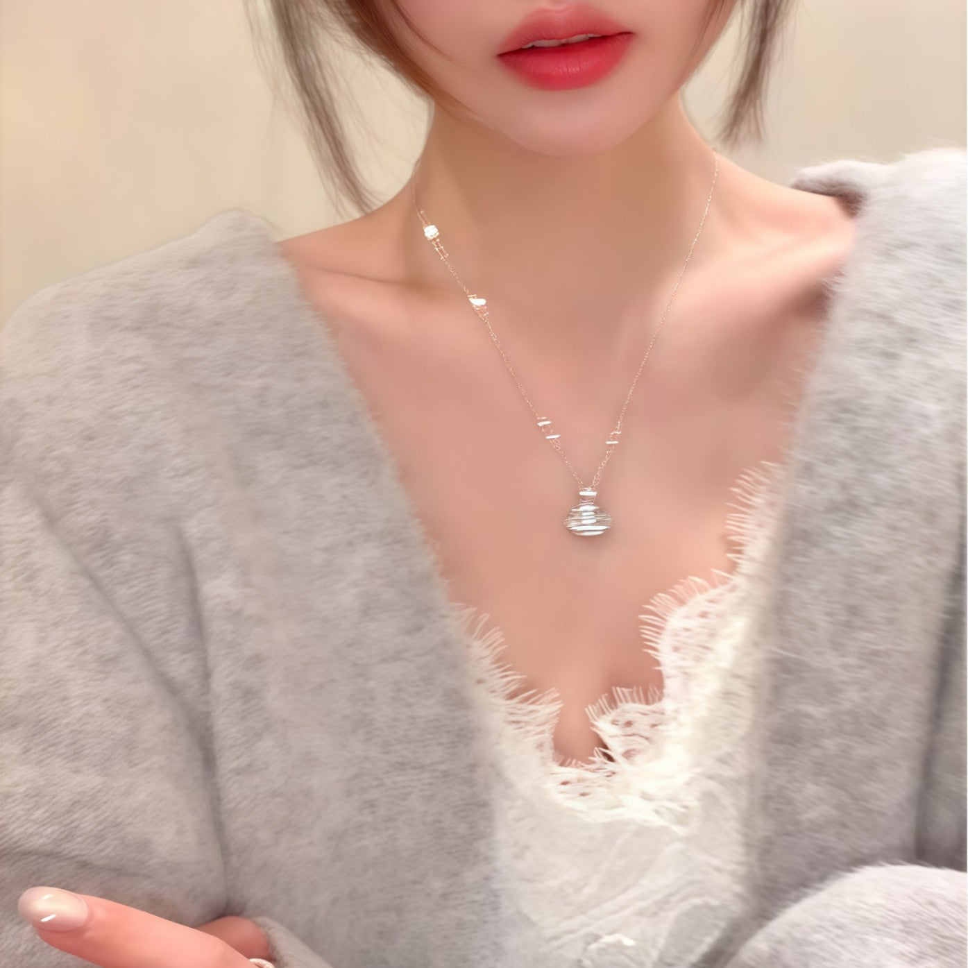 Women's Rhinestone Skirt Shell Light Luxury High-grade Clavicle Chain Super Fairy Necklaces