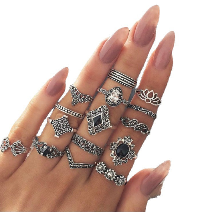 Combined Set Suit Bohemian Vacation Metal Rings