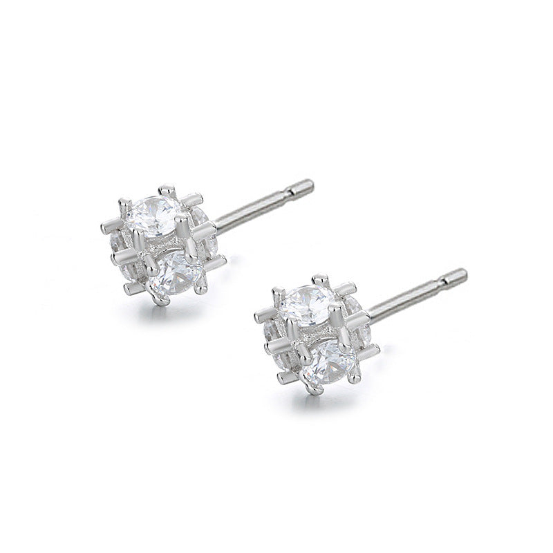 National Fashion Red Zircon Magic Cube Geometric Squares Ear Bone Rings