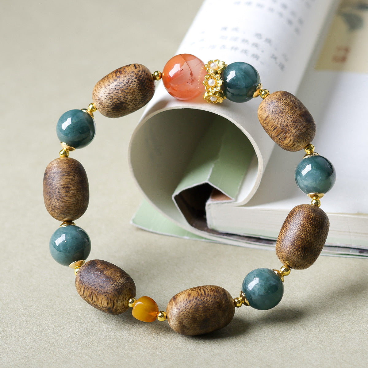 Women's Vietnam Nha White Chess Nan Eaglewood Buddha Beads Bracelets