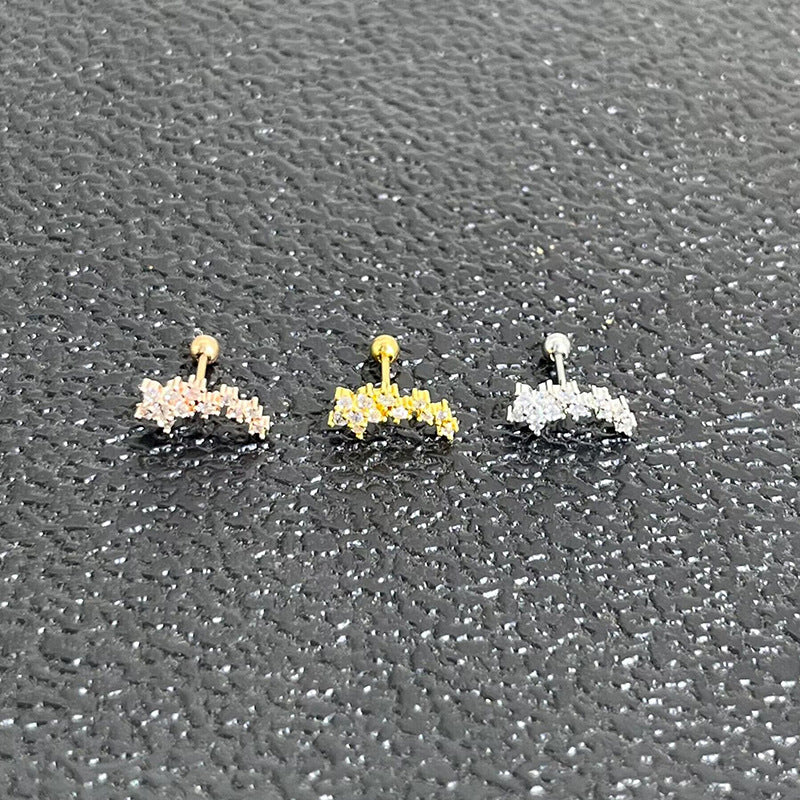 Thin Rod Ear Micro Inlaid Zircon Rings