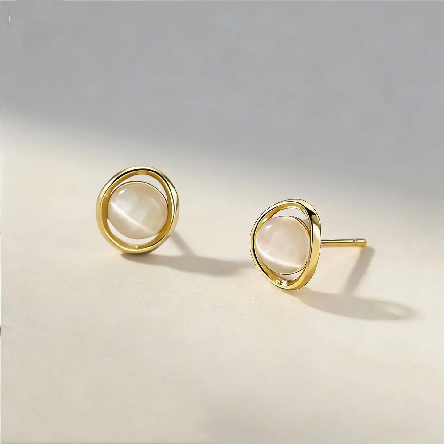 Opal High-grade Geometric Square Round Light Luxury Stud Earrings