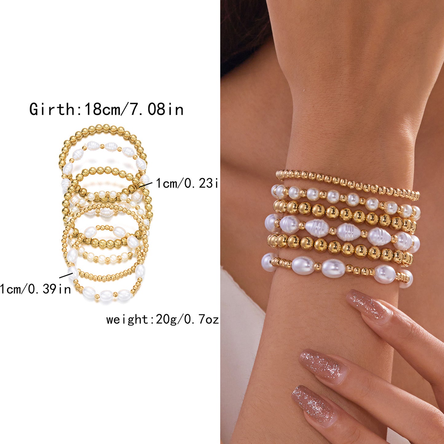 Women's High-grade Creative Imitation Pearl Love Woven Bracelets