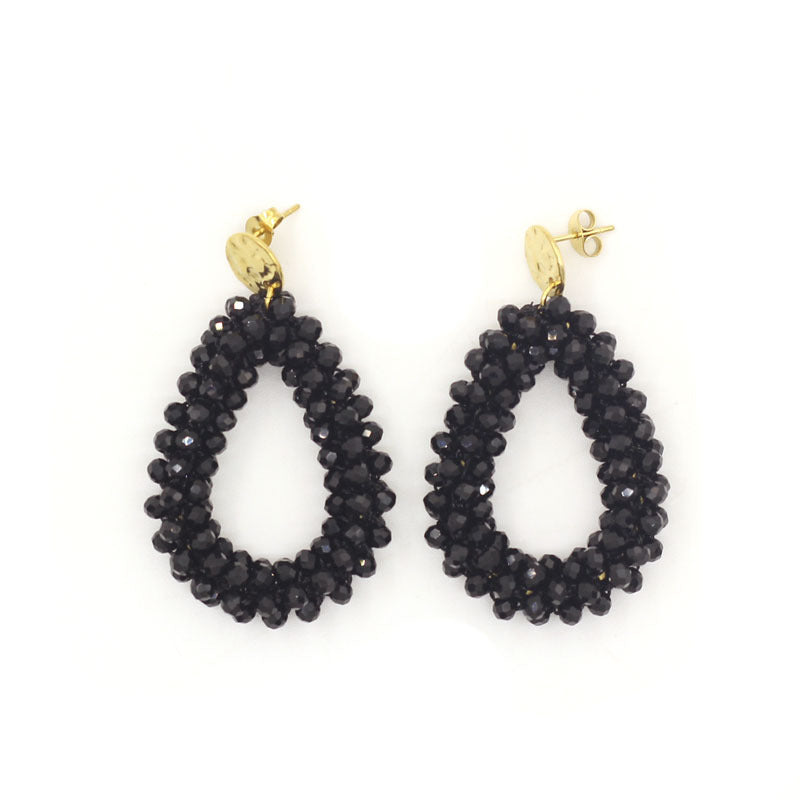 Women's Handmade Woven Crystal Fashion Water Drop Creative Bohemian Chic Earrings