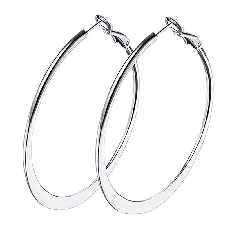 Compressed Round High Profile Large Simple Earrings