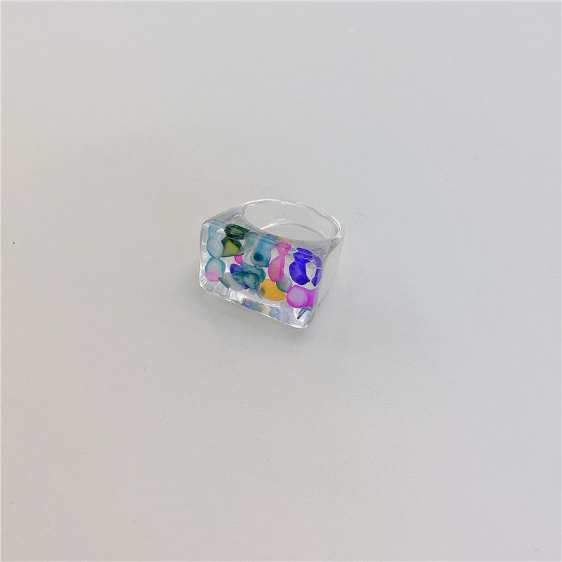 Candy Color Resin Acrylic Gemstone Transparent Rings