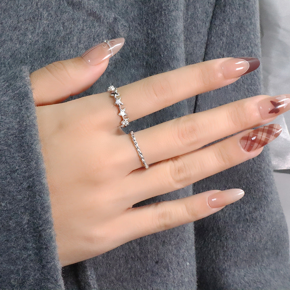Pentagram Trendy Fashion Commuter Simple Rhinestone Meteor Ring