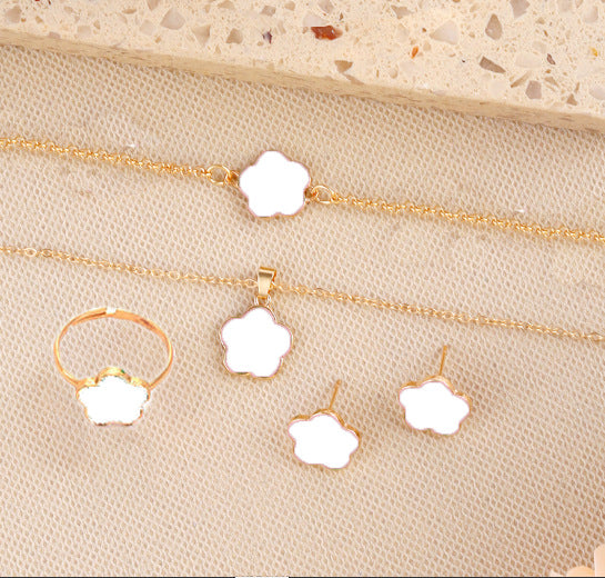 Korean Style Five Leaf Flower Fashion Lucky Ear Jewelry Set