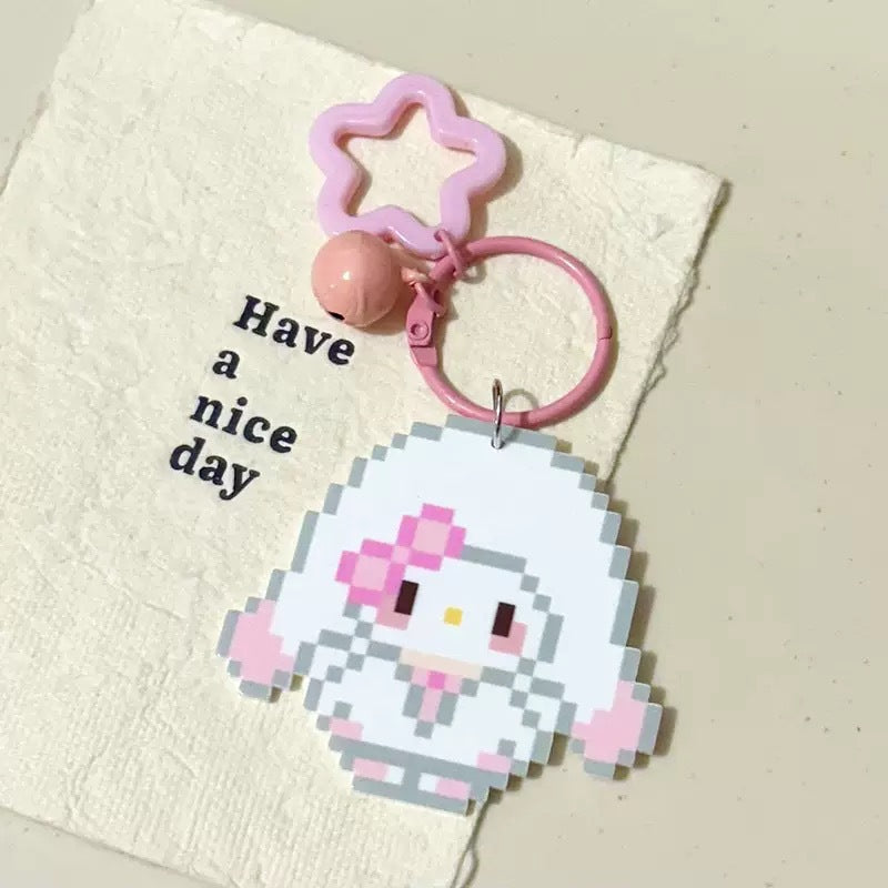 Pixel Cartoon Key Button Schoolbag Cute Acrylic Hang Decorations Hanging Ornaments